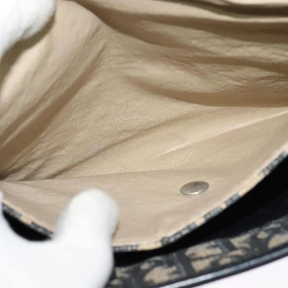 Christian Dior Trotter Canvas Chain Shoulder Bag Navy Gold Auth - Picture 5 of 15